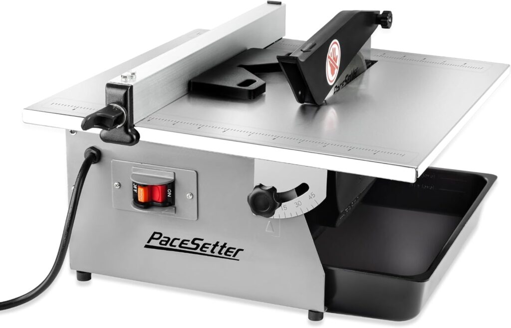 Goldblatt 7-inch Wet Tile Saw Ceramic Cutting Tabletop Saw with Water Storage, 0-45 Degrees Miter Angle for DIY and Pros Cutting Needs